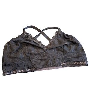 Torrid Bralette 2X Black Lace Unlined Bella Donna Longline Racerback Goth